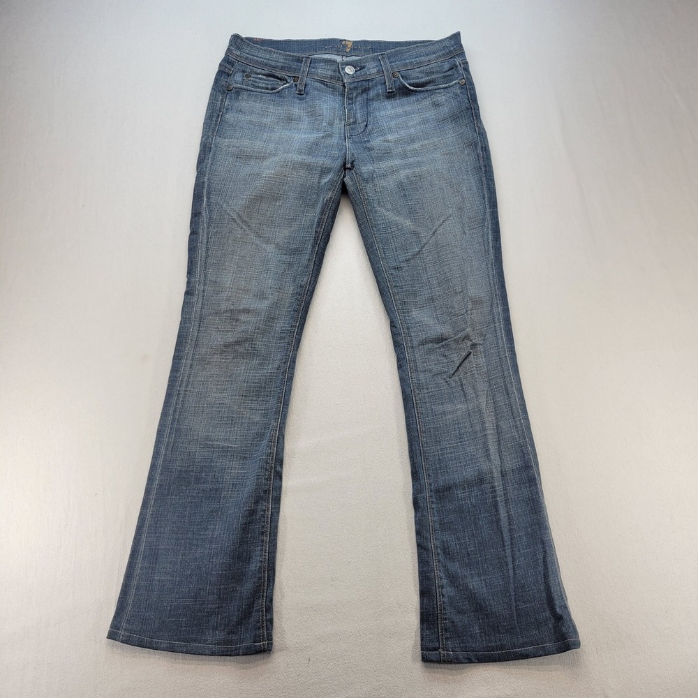 7 For All Mankind Mia Jeans Women 28 Blue Bootcut Low Rise Embroidered Pockets
